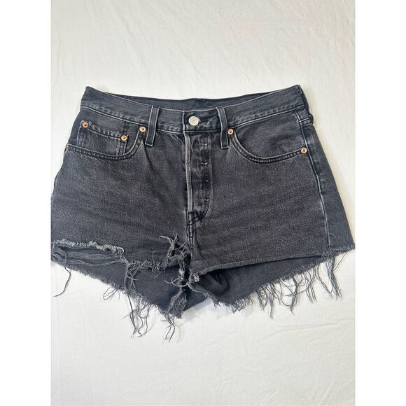 Levi’s 501 cut off black button down shorts, size W27 - Picture 1 of 8